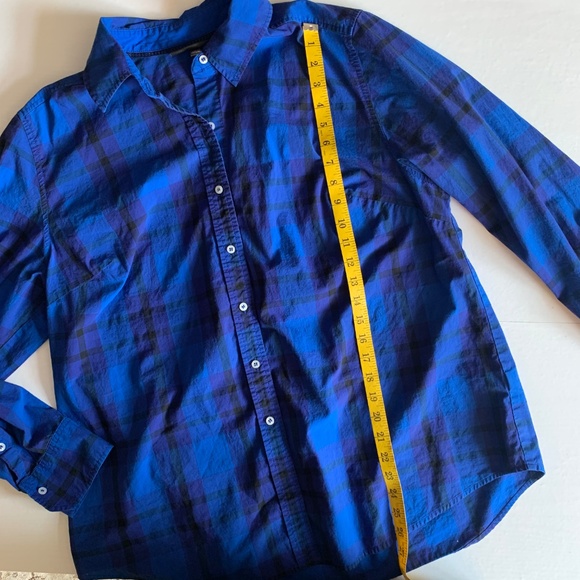 Lane Bryant Blue Plaid Button Front Top ~ Size 16 - Picture 6 of 7